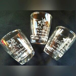 Rare Vintage Rebel Yell Shot Glasses – Set of 3 – Collectible Bourbon Glasses